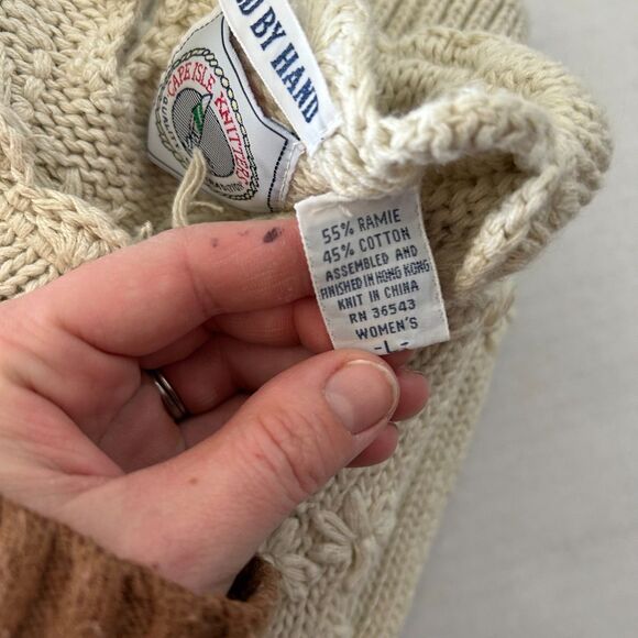 VTG Cape Isle Knitters Hand Embroidered, Floral Knit Sweater, Ivory, L, Cottage - Picture 6 of 6